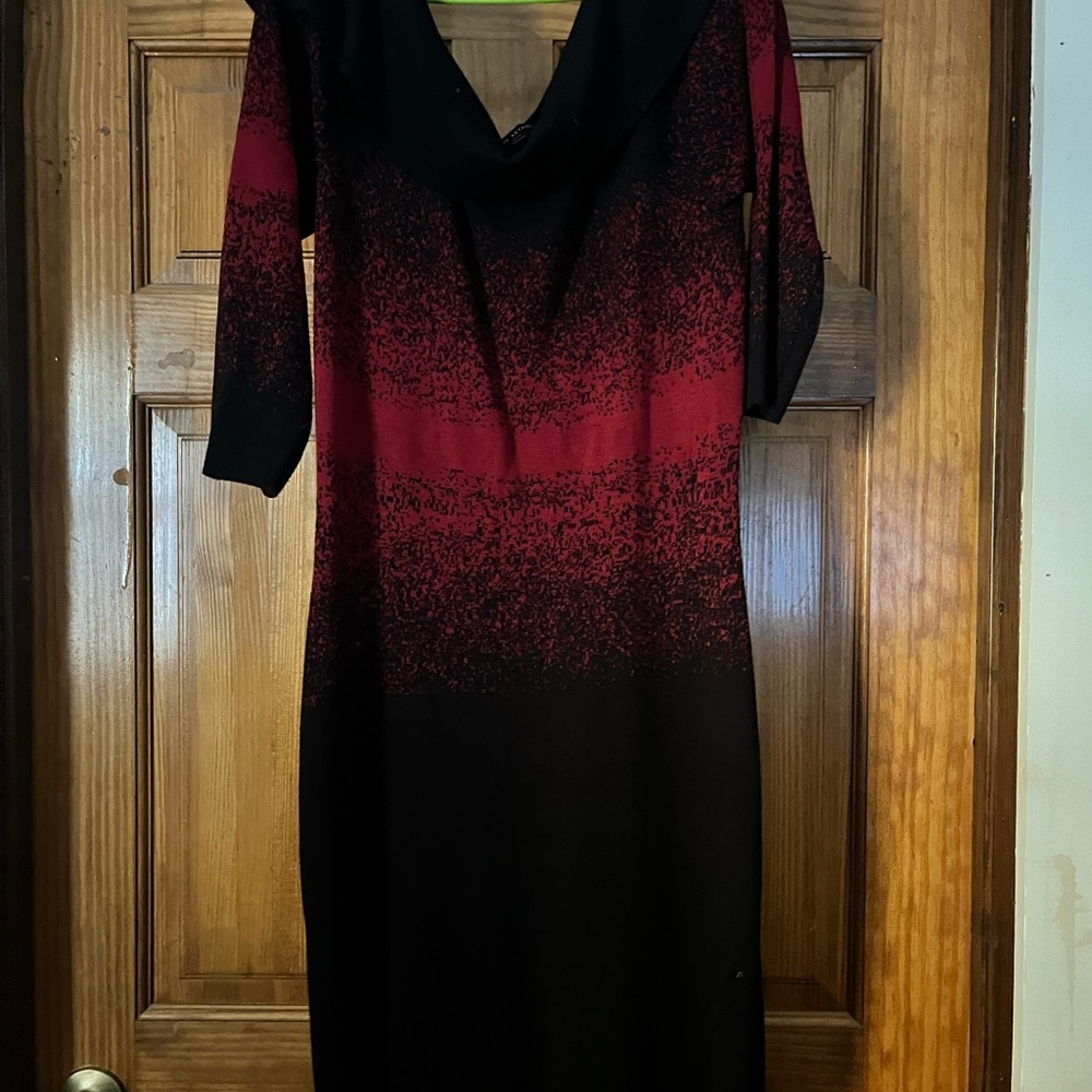 Lane Bryant Red and Black Long Sleeve Dress